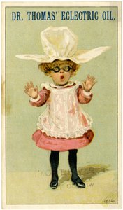 Dr. Thomas Eclectric Oil [varekort], ca. 1880-1910 (farve litho [varekort]) af American School